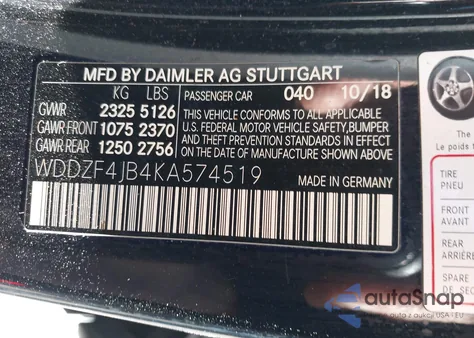 2019 Mercedes-Benz E 300 из США, поврежденный, VIN WDDZF4JB4KA574519